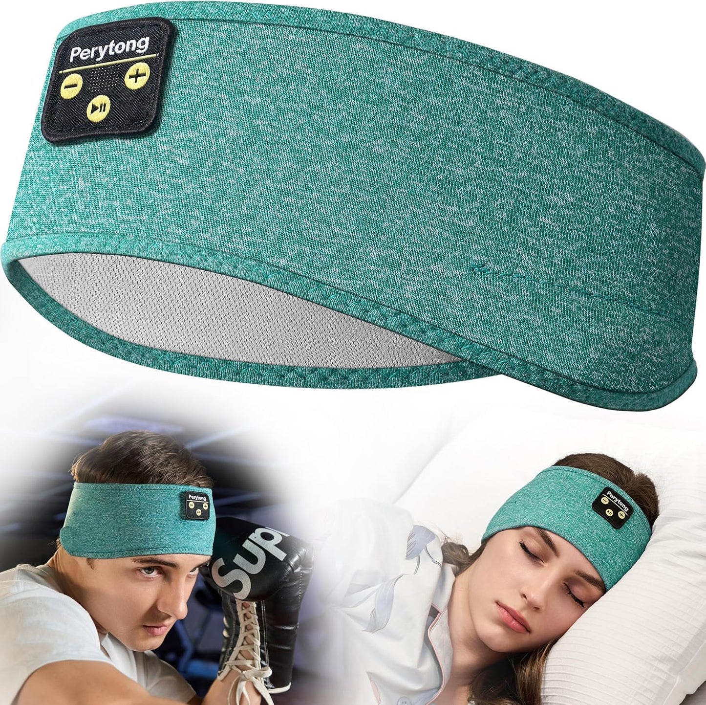 Sleep Headphones Wireless, Bluetooth Sports Headband Headphones with Ultra-Thin HD Stereo Speakers Perfect for Sleeping,Workout,Jogging,Yoga,Insomnia, Air Travel, Meditation (Green)