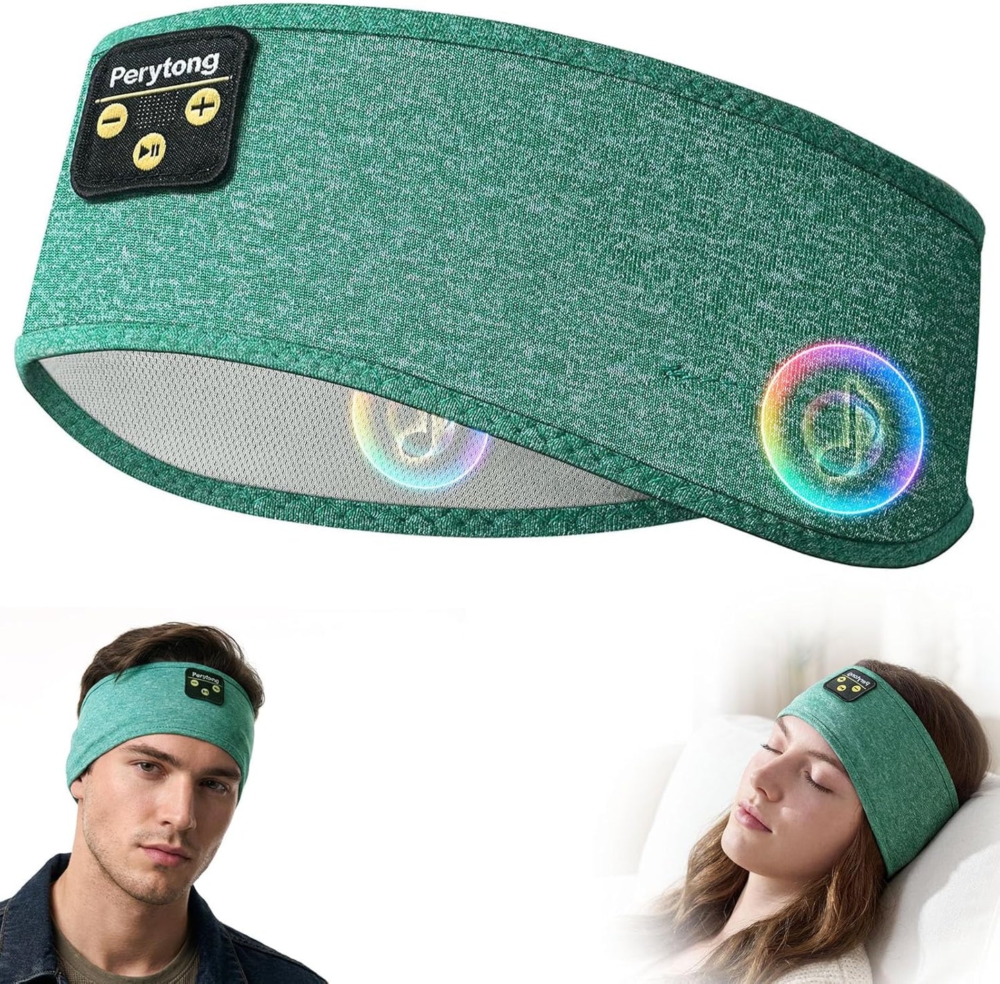 Sleep Headphones Wireless, Bluetooth Sports Headband Headphones with Ultra-Thin HD Stereo Speakers Perfect for Sleeping,Workout,Jogging,Yoga,Insomnia, Air Travel, Meditation (Green)
