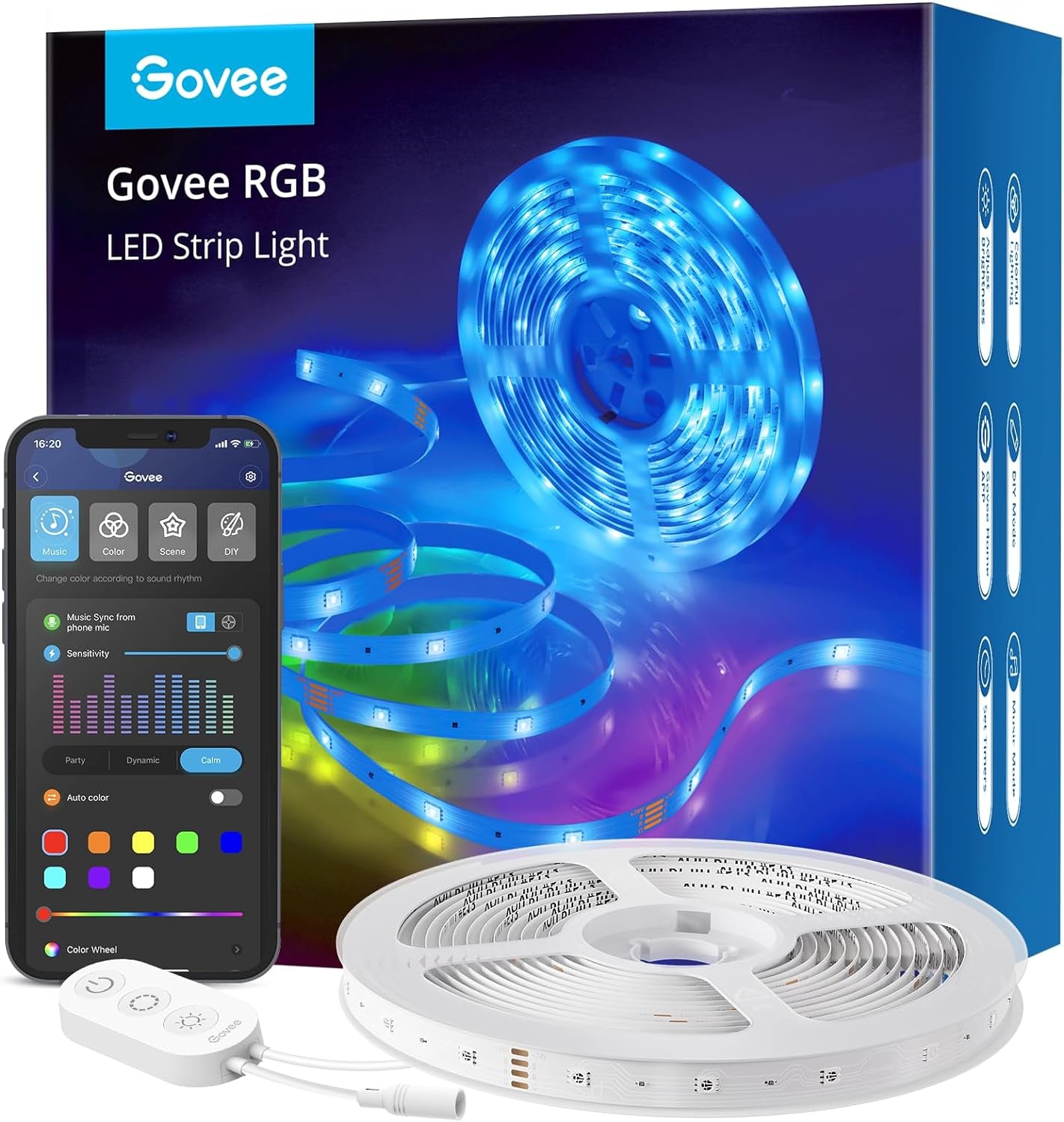 Smart LED Strip Lights, 16.4Ft Wifi LED Lights Work with Alexa and Google Assistant, RGB Color Changing, 16 Million Colors with App Control and Music Sync for Home, Kitchen, TV, Party